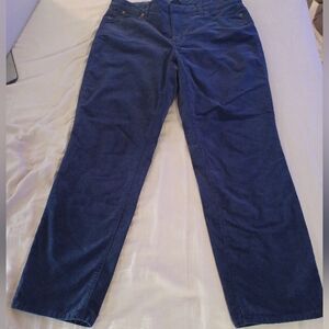 Talbots Womens Pants 10 Corduroy Dark Blue Curvy Pockets Chino Dress Office
